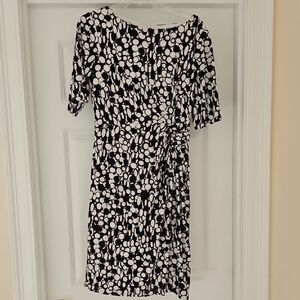 London Times Black and White Patterned Midi Dress
